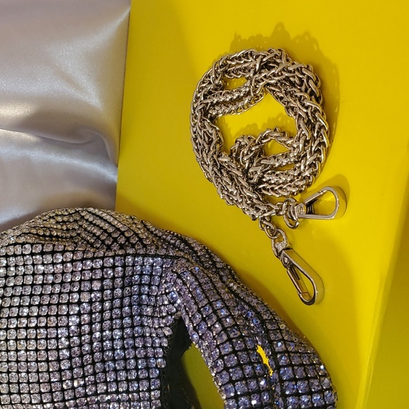 Silver Ombre Luxury Designer Style Rhinestones Top Handle Bag - Picture 9 of 9